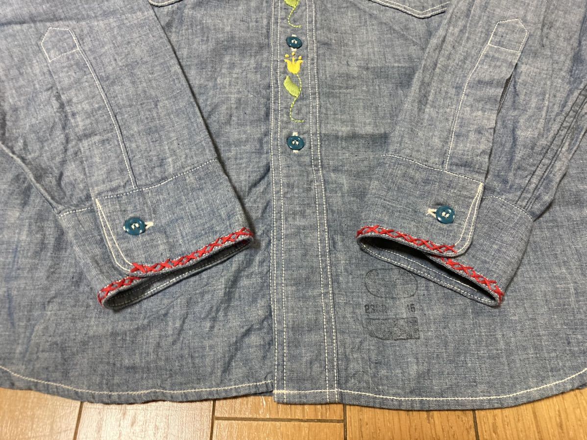 リアルマッコイズ DROP ACID 刺繍 シャンブレーシャツ 16 ワークシャツ