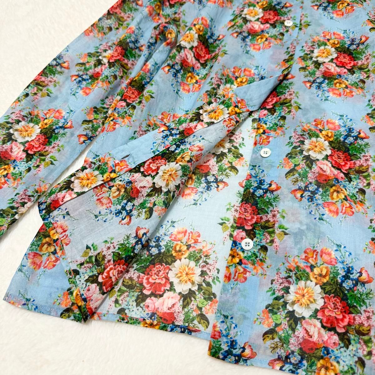 極美品【GUCCI】 グッチ フローラ柄 フラワー シアーシャツ ブラウス