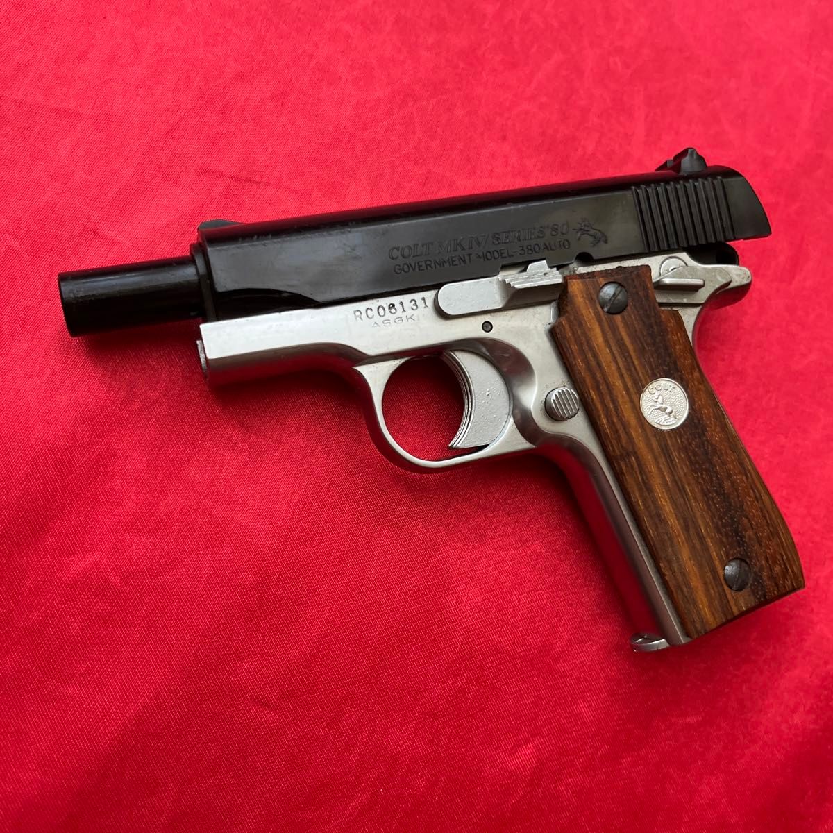タナカ コルト380オート 木製グリップ フレームシルバー ガスブロー