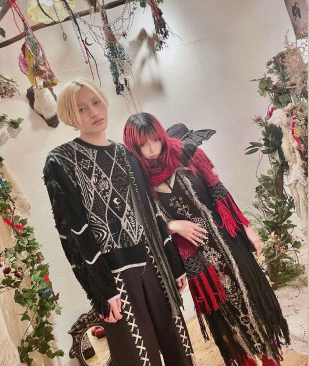 あのちゃん着用 rurumu 縷縷夢兎 mix motif pleats knit PO ブラック