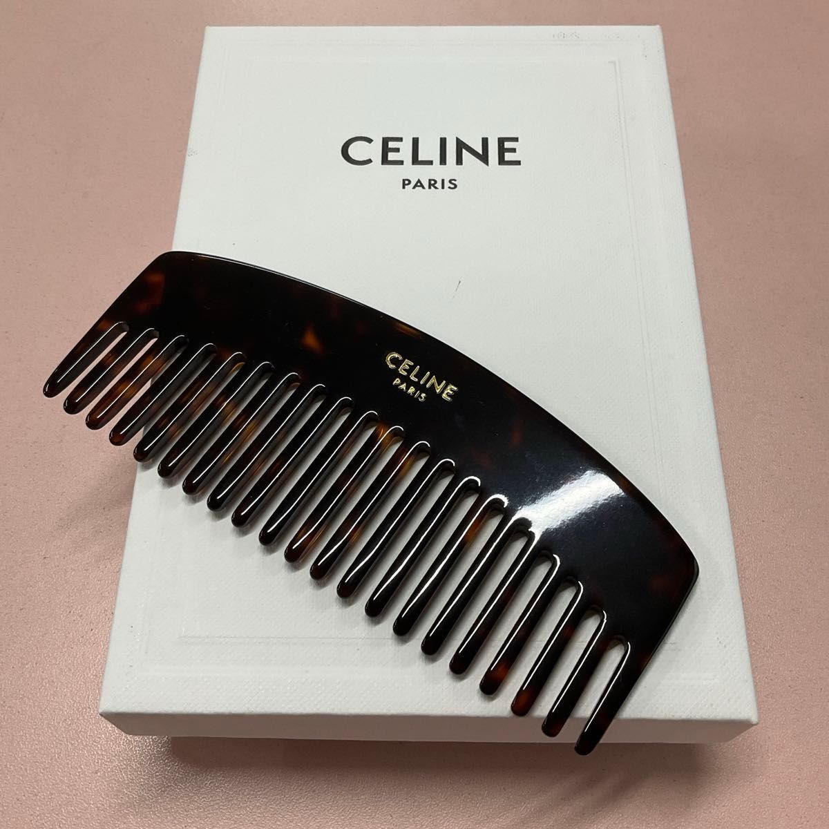 未使用品 CELINEセリーヌ トリオンフ ロゴ ヘアコーム＆ケース 櫛