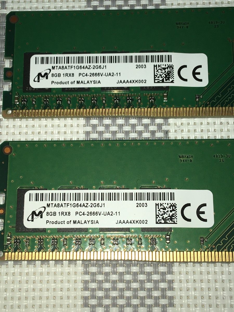 PC4-2666 DDR4メモリー 8GBx2（合計16GB）crucial（Micronチップ