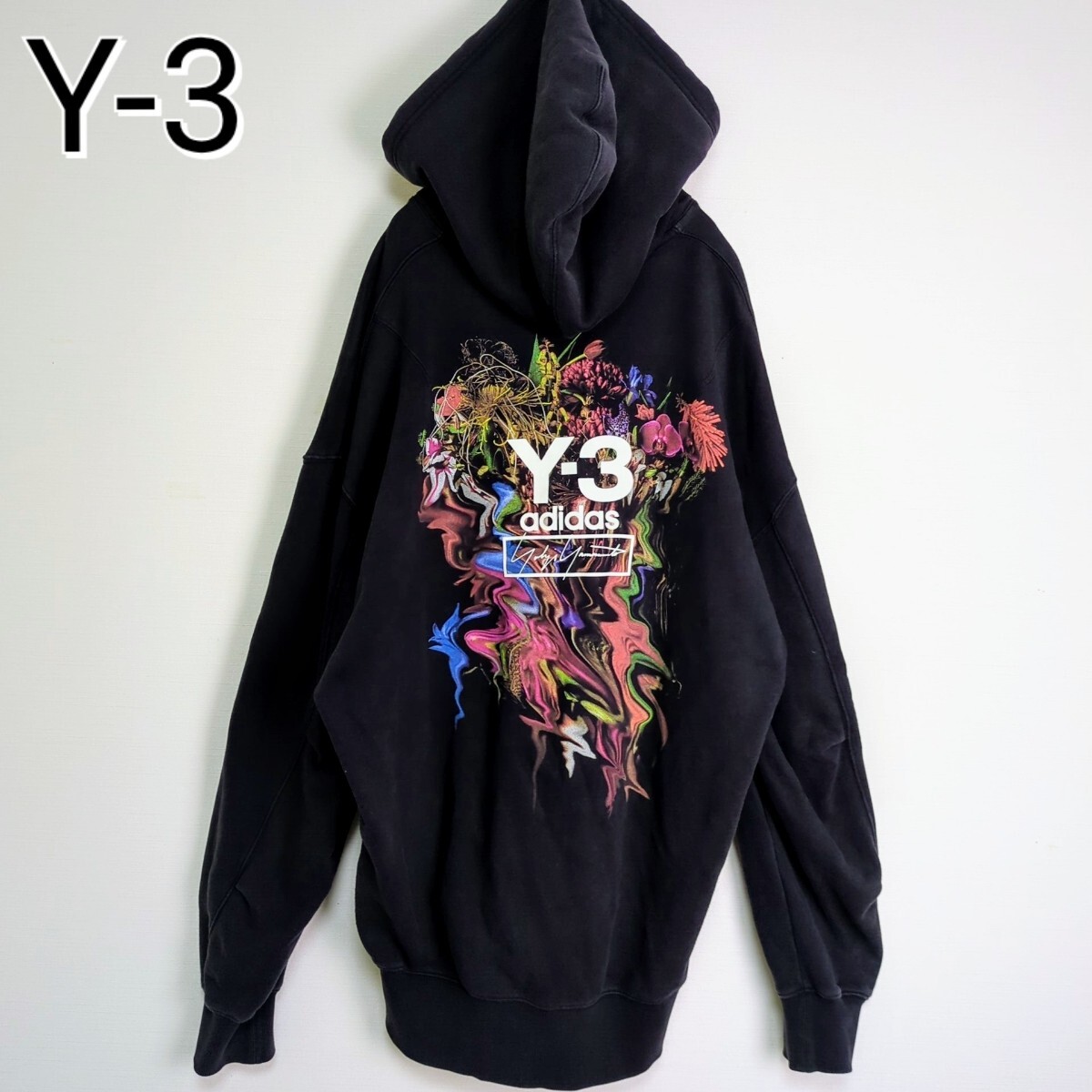 超希少】Y-3 ワイスリー フラワーアートロゴパーカー BLACK ブラック