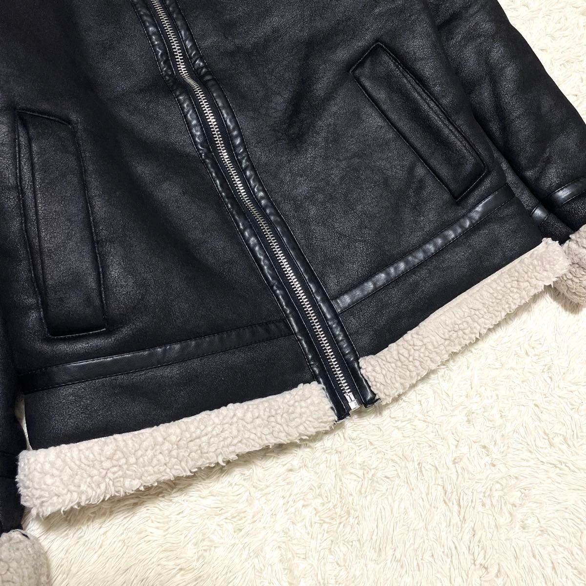 美品】ZARA ザラ フェイクムートンジャケット フライトジャケット B-3