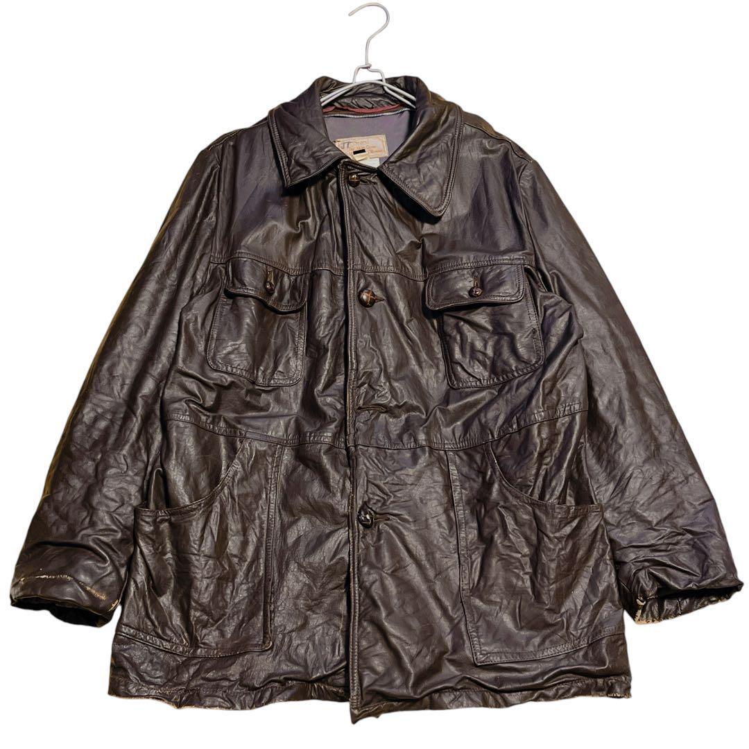 80's Sears シアーズ カナダ製 本革 カーコート レザージャケット XL