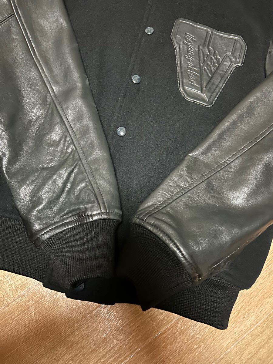 美品 VAN JAC アーチロゴ 袖レザー スタジャン 羊革 L ブラック｜Yahoo