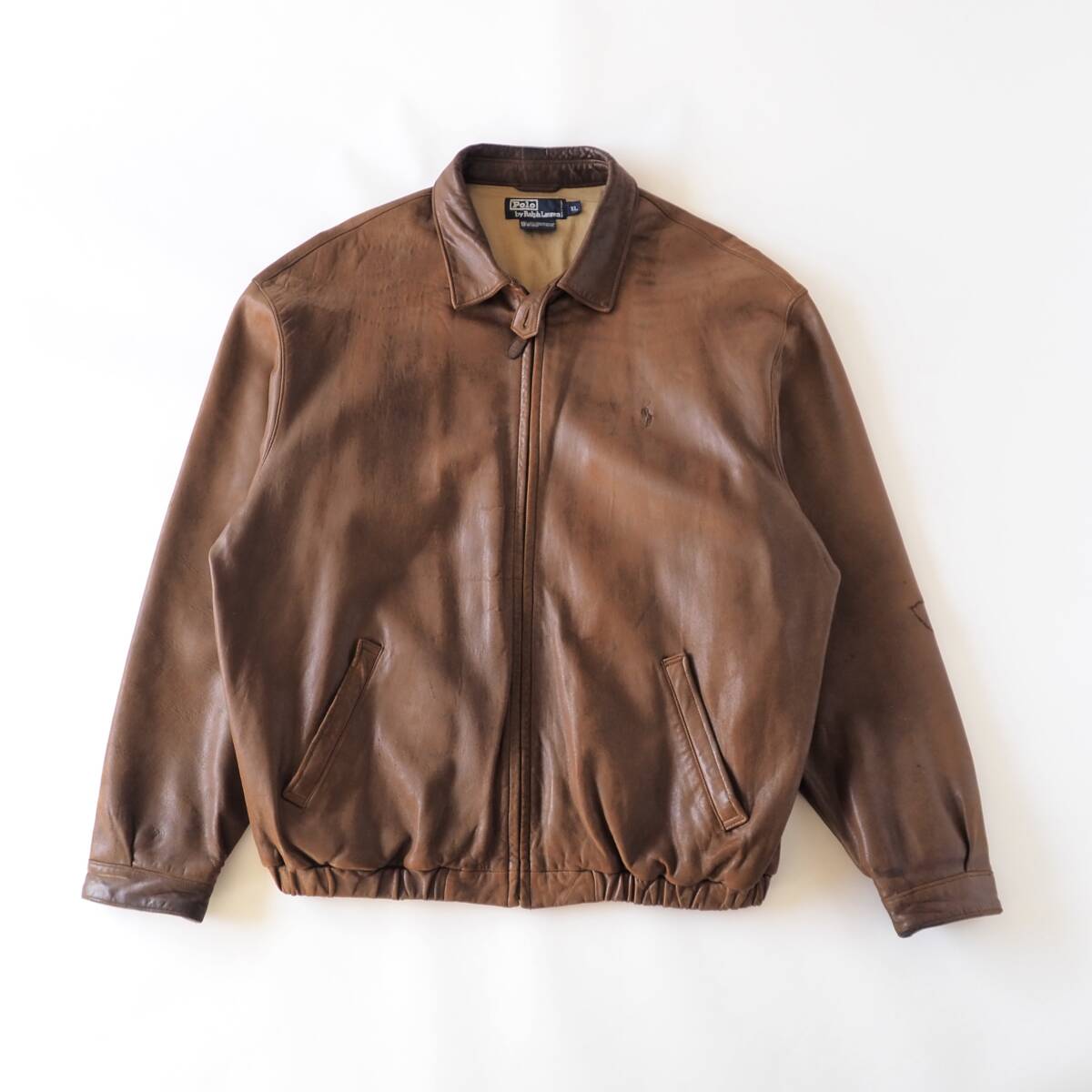 ラルフローレン Ralph Lauren レザージャケット 本革 ブラウン ビッグ