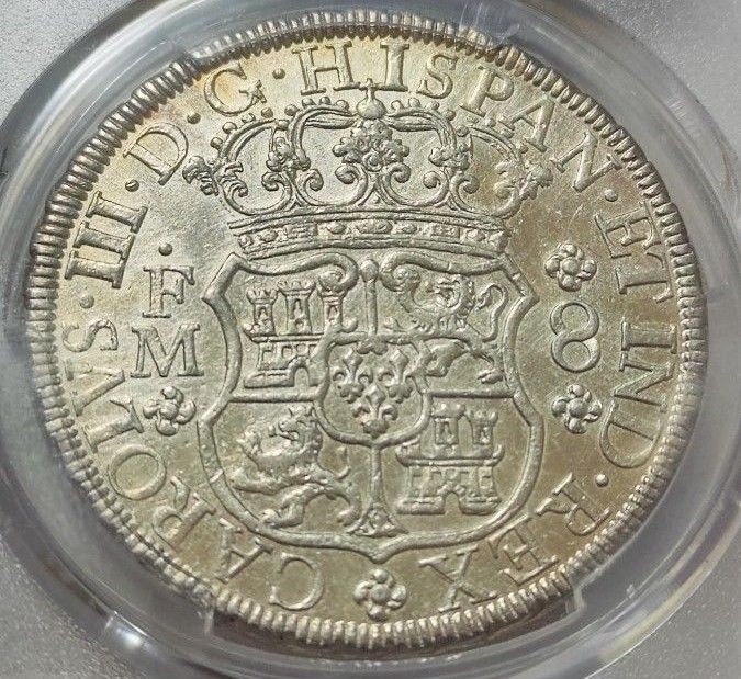 AU】PCGS 1771 スペイン領 メキシコ 8レアル 銀貨 ピラーダラー ピース