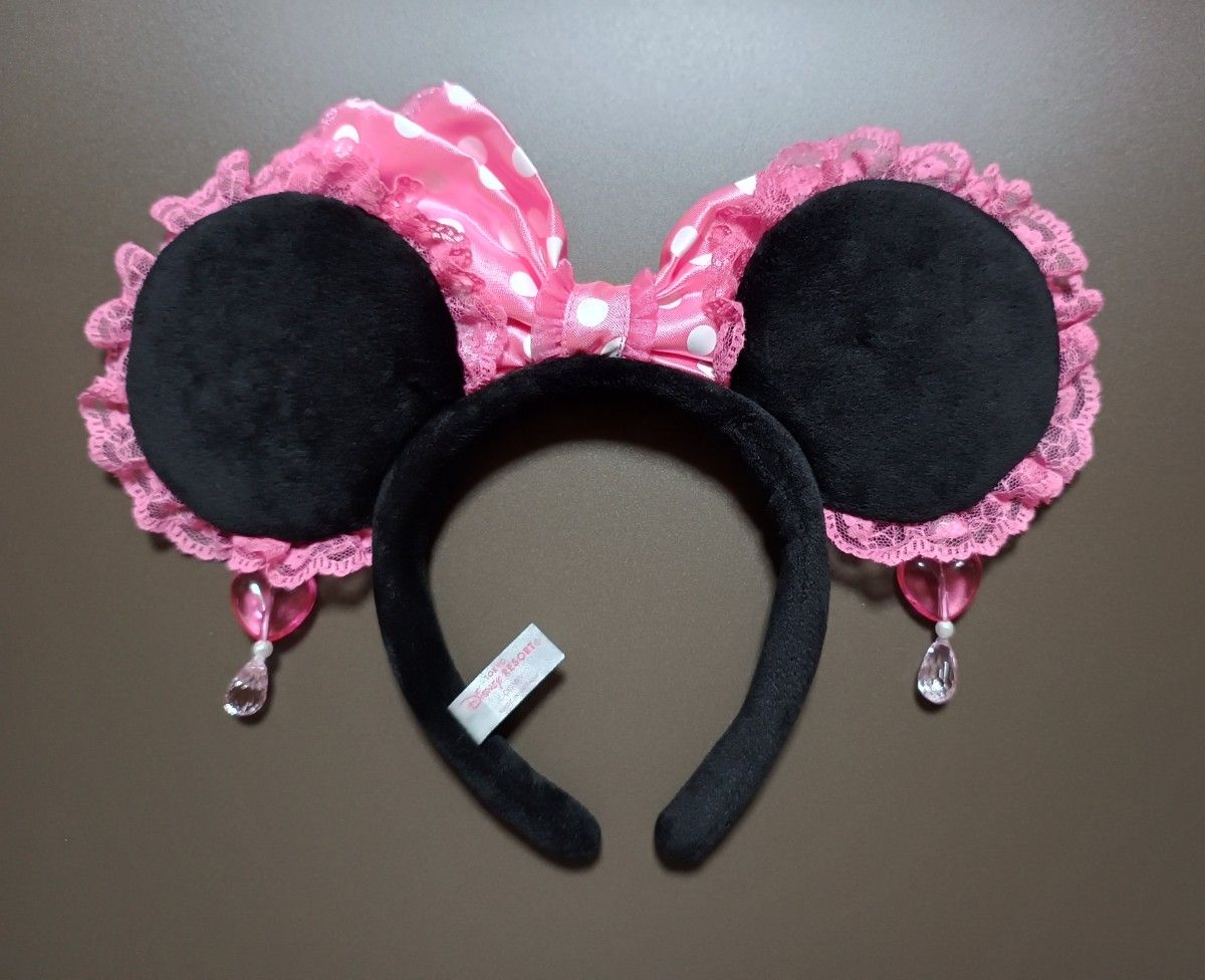 即日発送 ディズニー ミニー カチューシャ ドット ピンク イヤリング