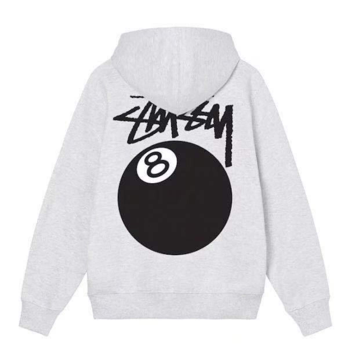 送料無料【新品】STUSSY ステューシー 8BALL ジップ パーカー グレー