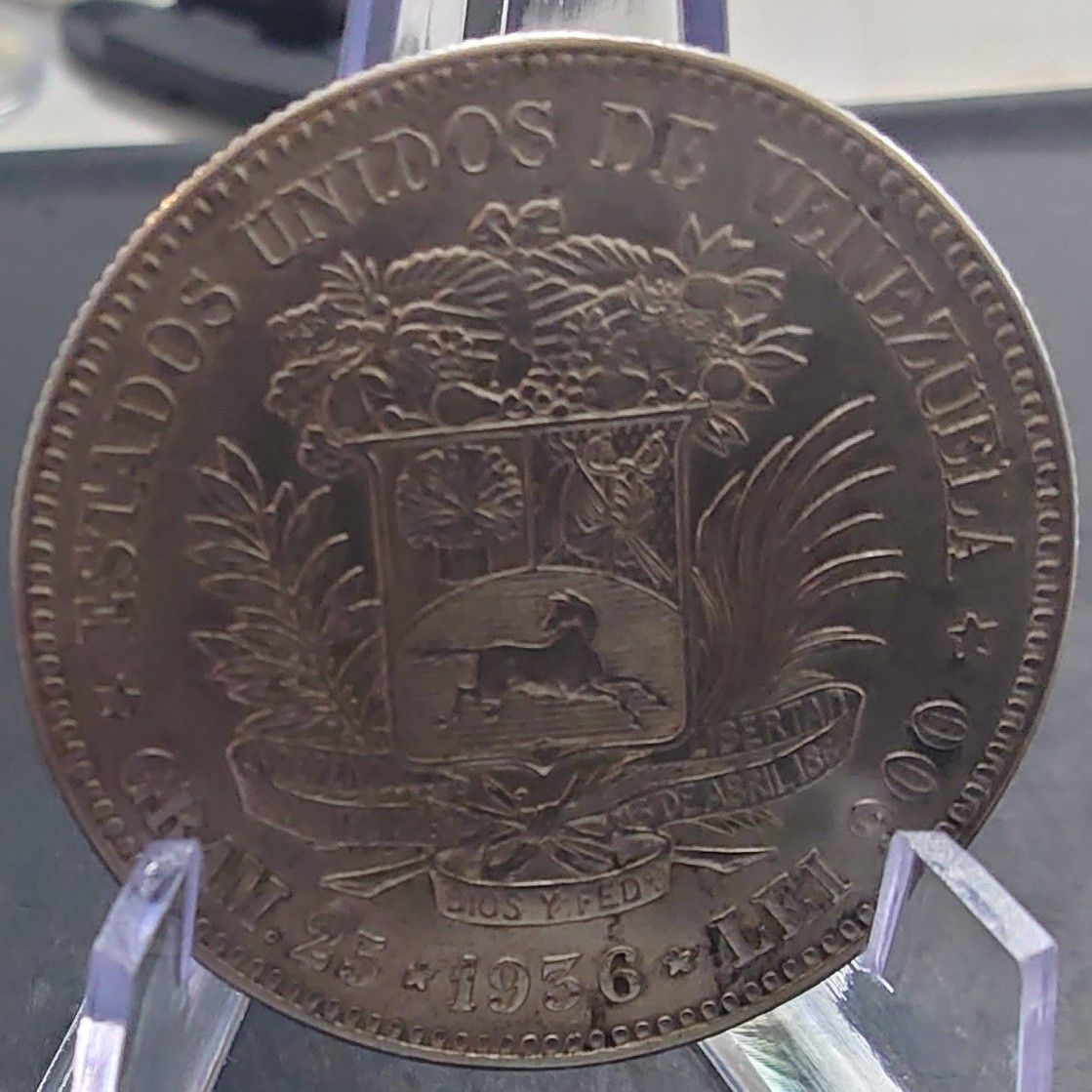 1936年 ベネズエラ銀貨 5ボリバル シモン・ボリバル 大型銀貨 SV900