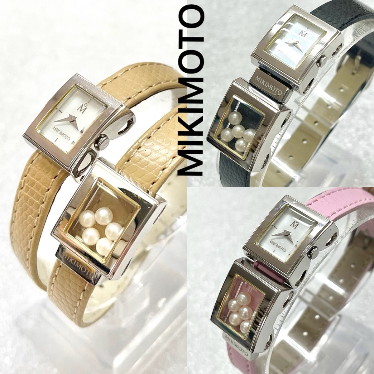 稼働 MIKIMOTO 時計 二重巻 ツーケース 本真珠 ミキモト パール