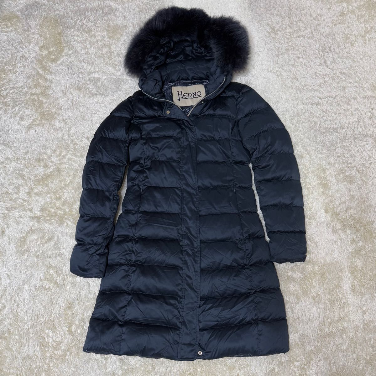 HERNO ヘルノ 3way ファーダウンコート ロング丈 ダウンジャケット 金