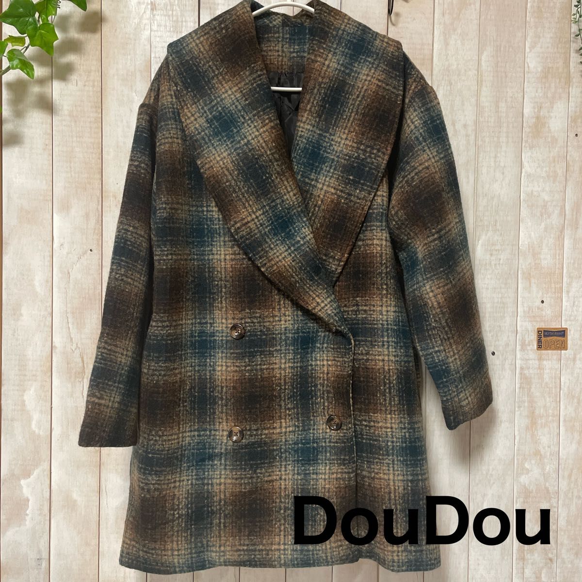 最終値下げ 新品同様 DouDouチェック柄 チェスター コート｜Yahoo