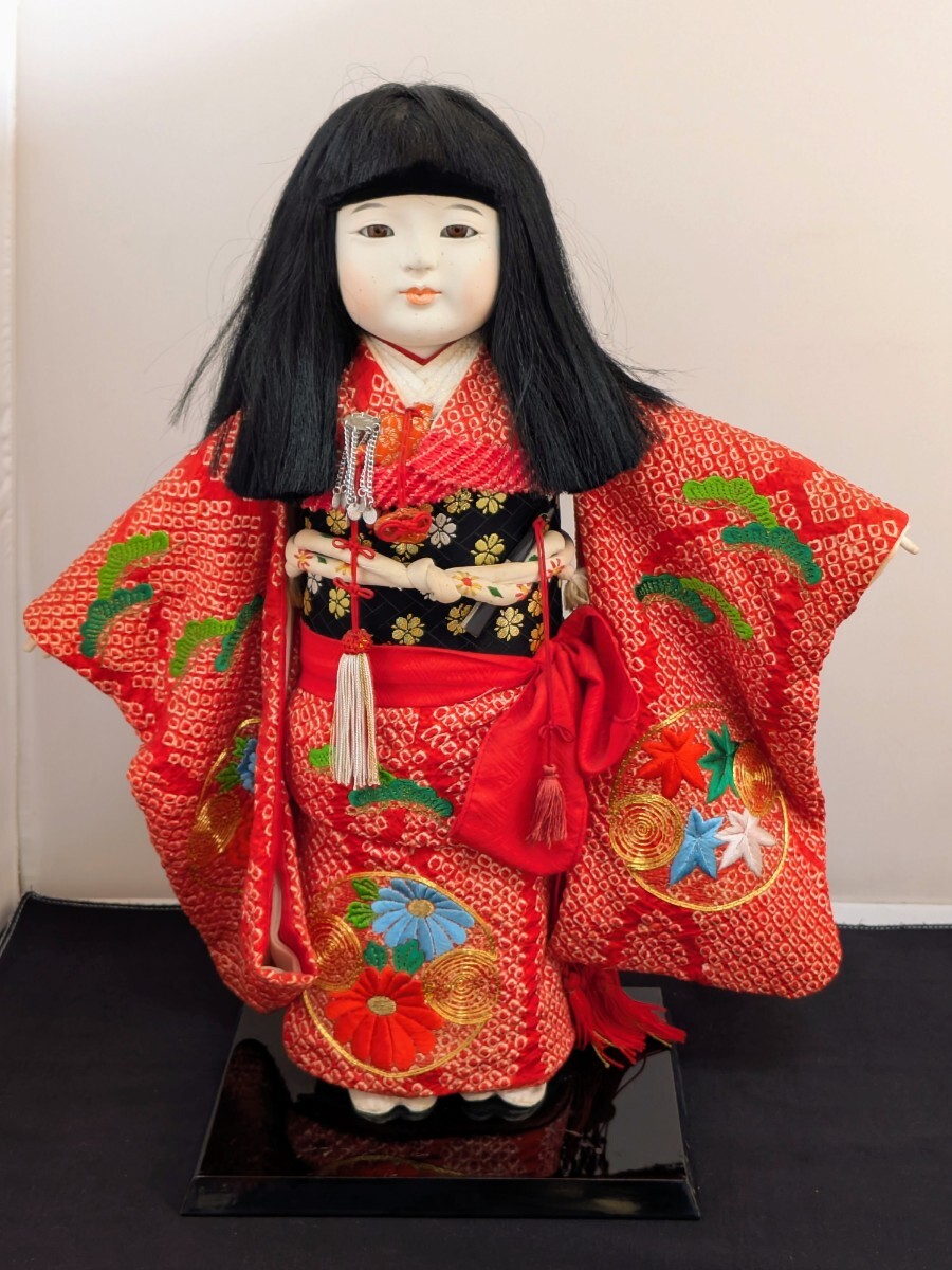 市松人形 昭和初期 骨董 アンティークドール 女の子 45cm 着物 伝統