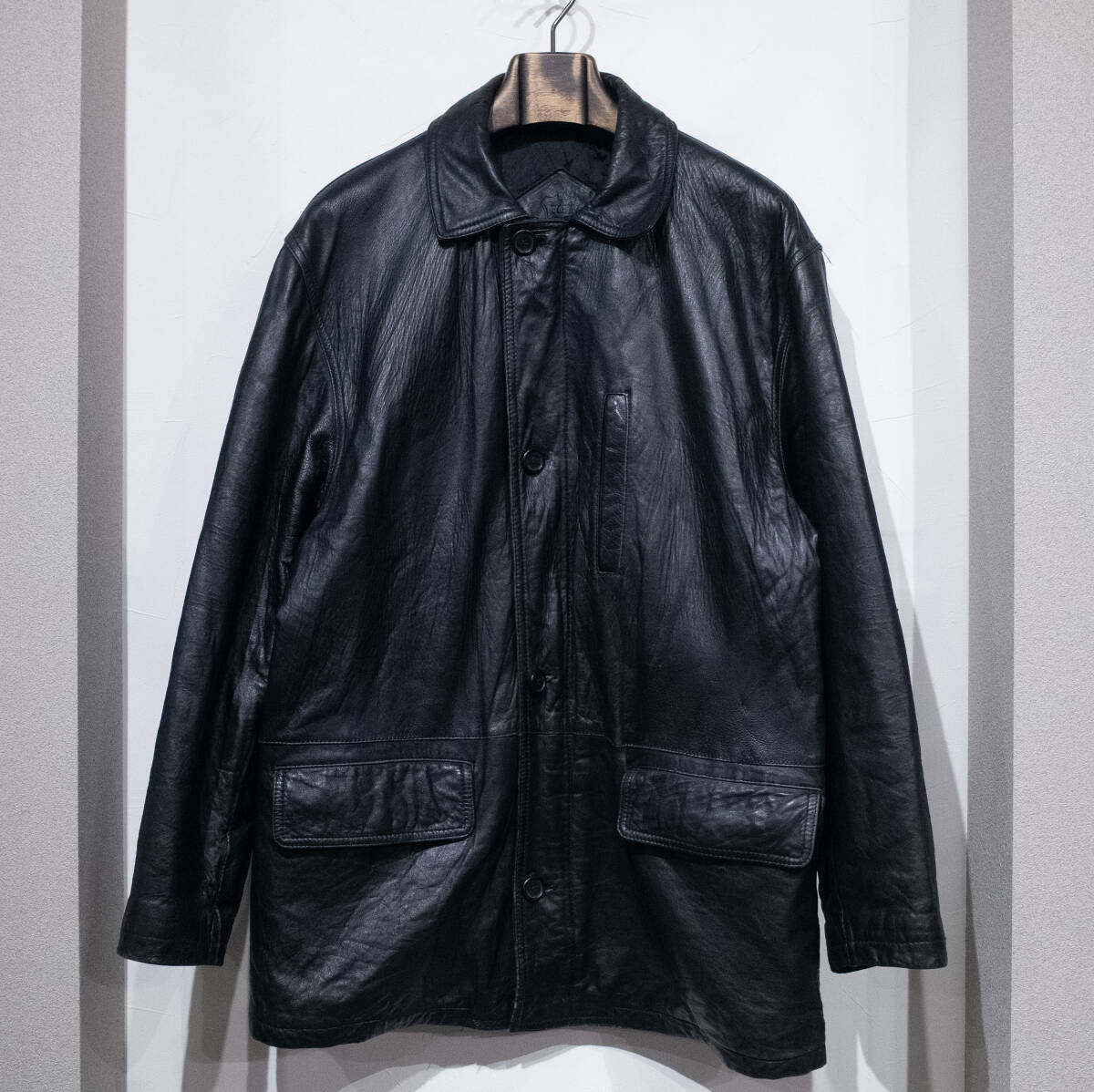 L / 90s ECHT LEATHER シープレザー 羊革 レザージャケット ミドル丈