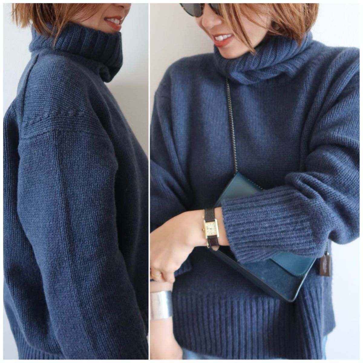 美品 ギャルリーヴィー ファインウールタートルネックニットプル