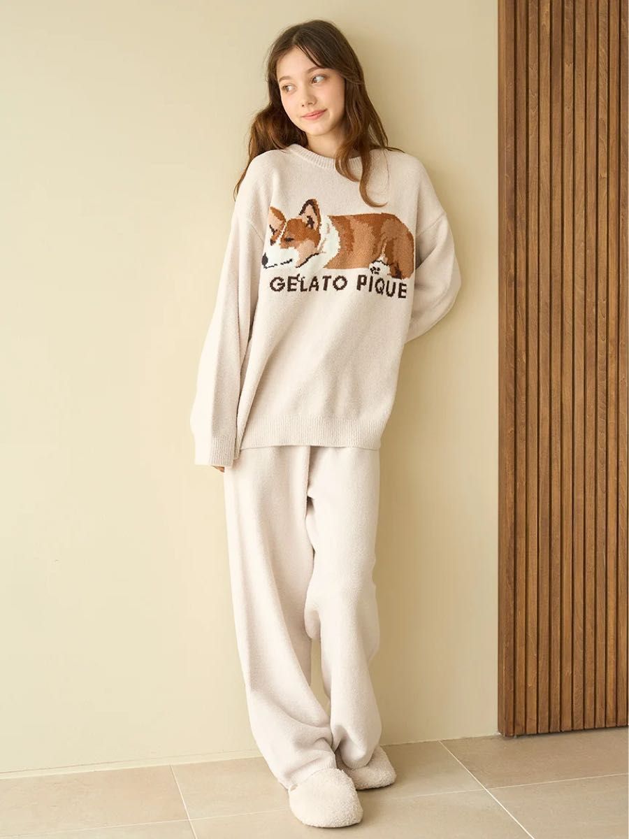 ジェラートピケ SLEEPING DOG ジャガードプルオーバー&ロングパンツ