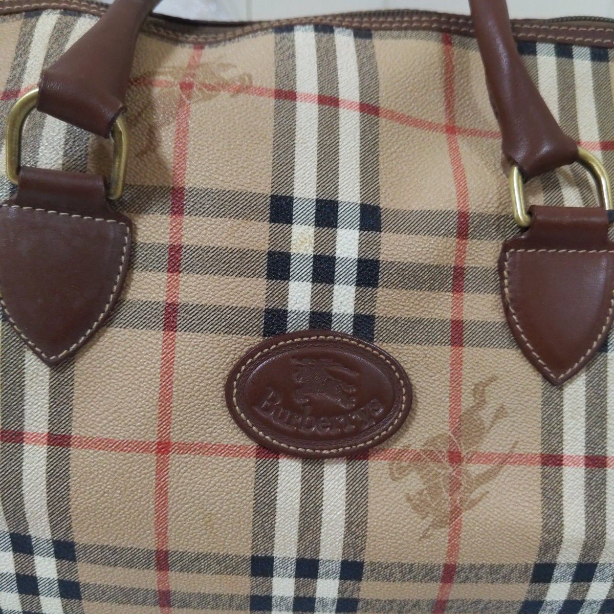 外美品】Burberrys バーバリー ボストンバッグ ノバチェック レザー