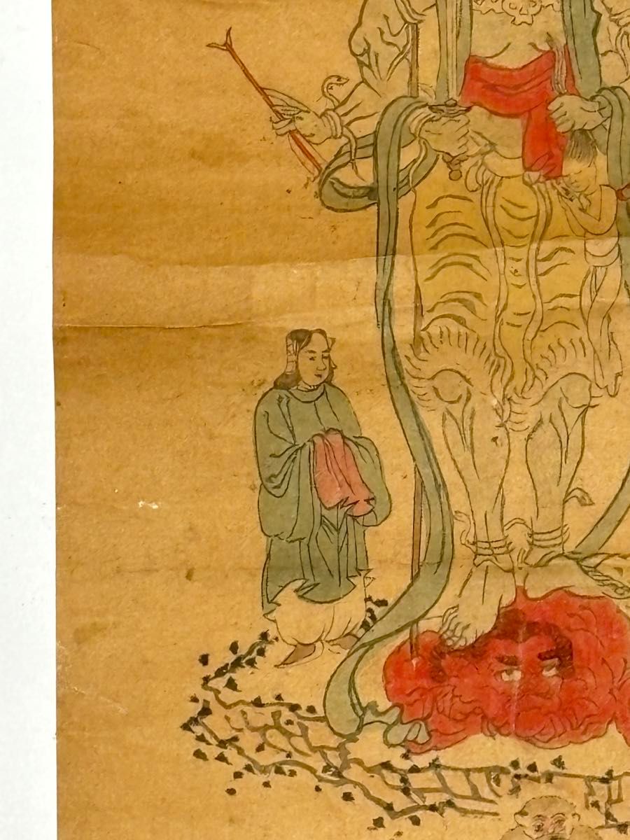 青面金剛 庚申」彩色手書き 1枚|和本古典籍江戸時代仏教美術仏画 密教