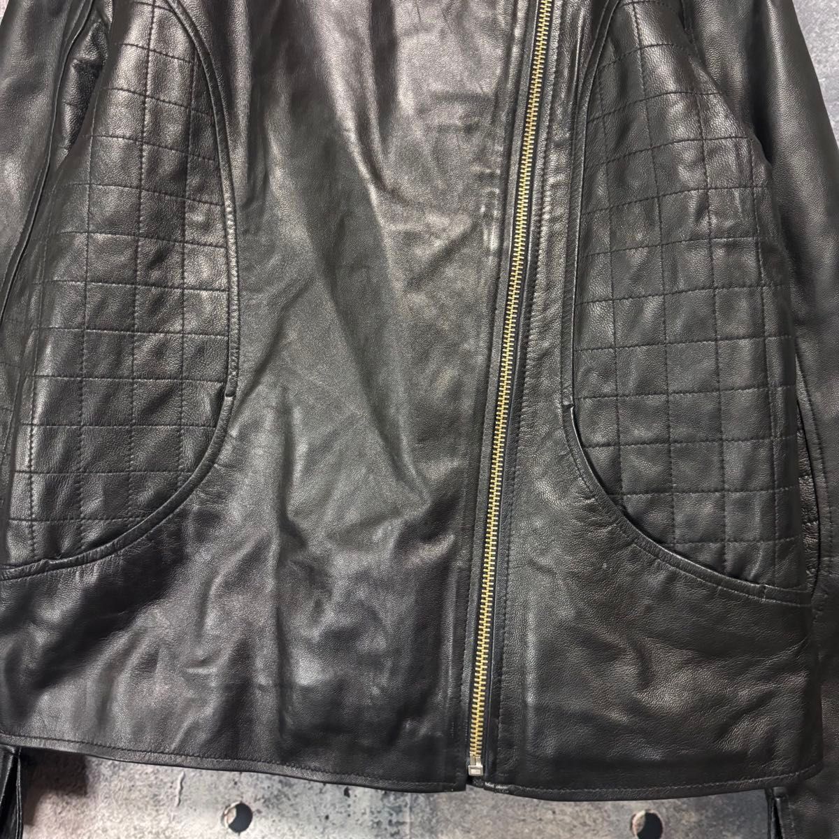00s Y2K Semi-Double Leather Riders Jacket 本革レザーライダース