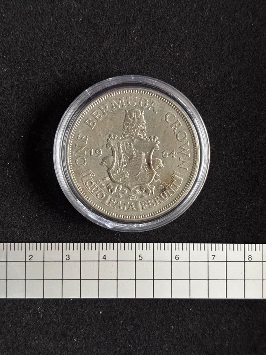 エリザベス2世】 1964年 イギリス領バミューダ諸島 1クラウン銀貨