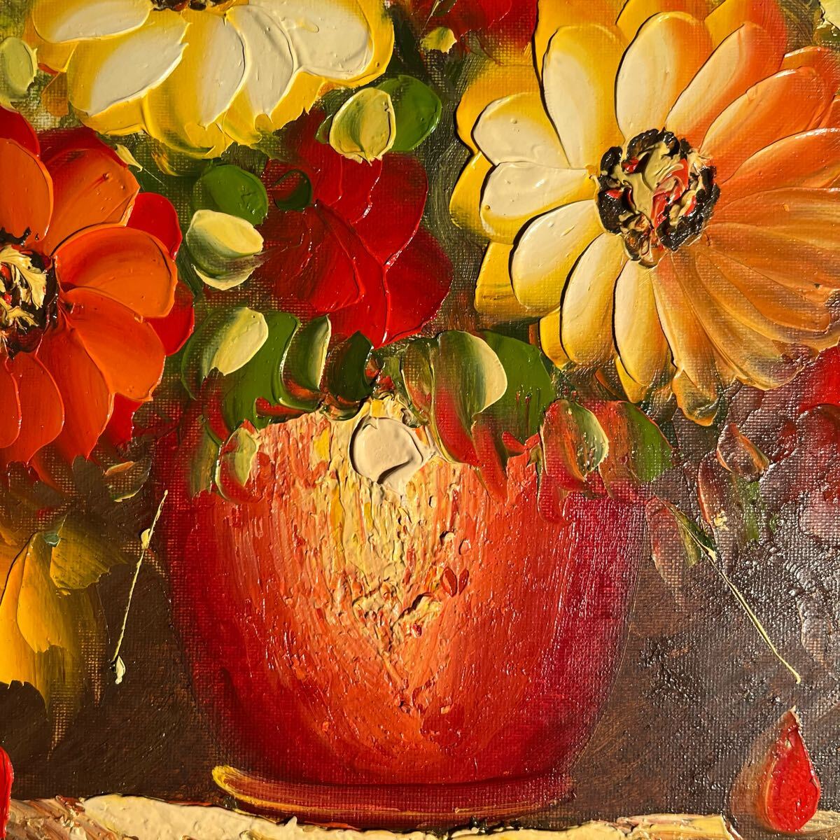 手描き油絵 花瓶の花 額付 インテリア 油彩画 肉筆絵画｜Yahoo!フリマ