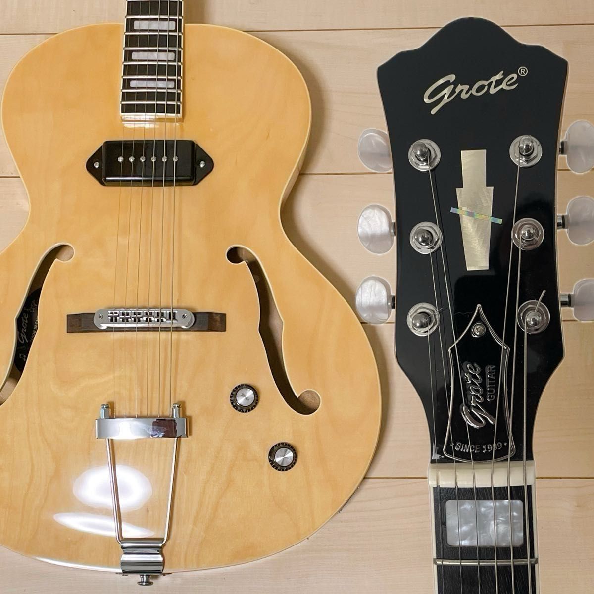 レフティ仕様】Grote Jazz Electric Guitar Semi-Hollow Body P-90