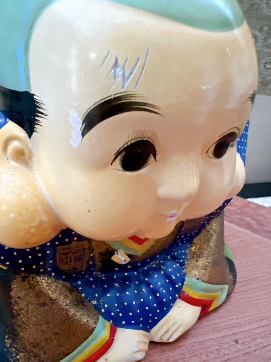 福助人形 陶器の貯金箱 福助貯金箱 昭和レトロ 縁起物 骨董品