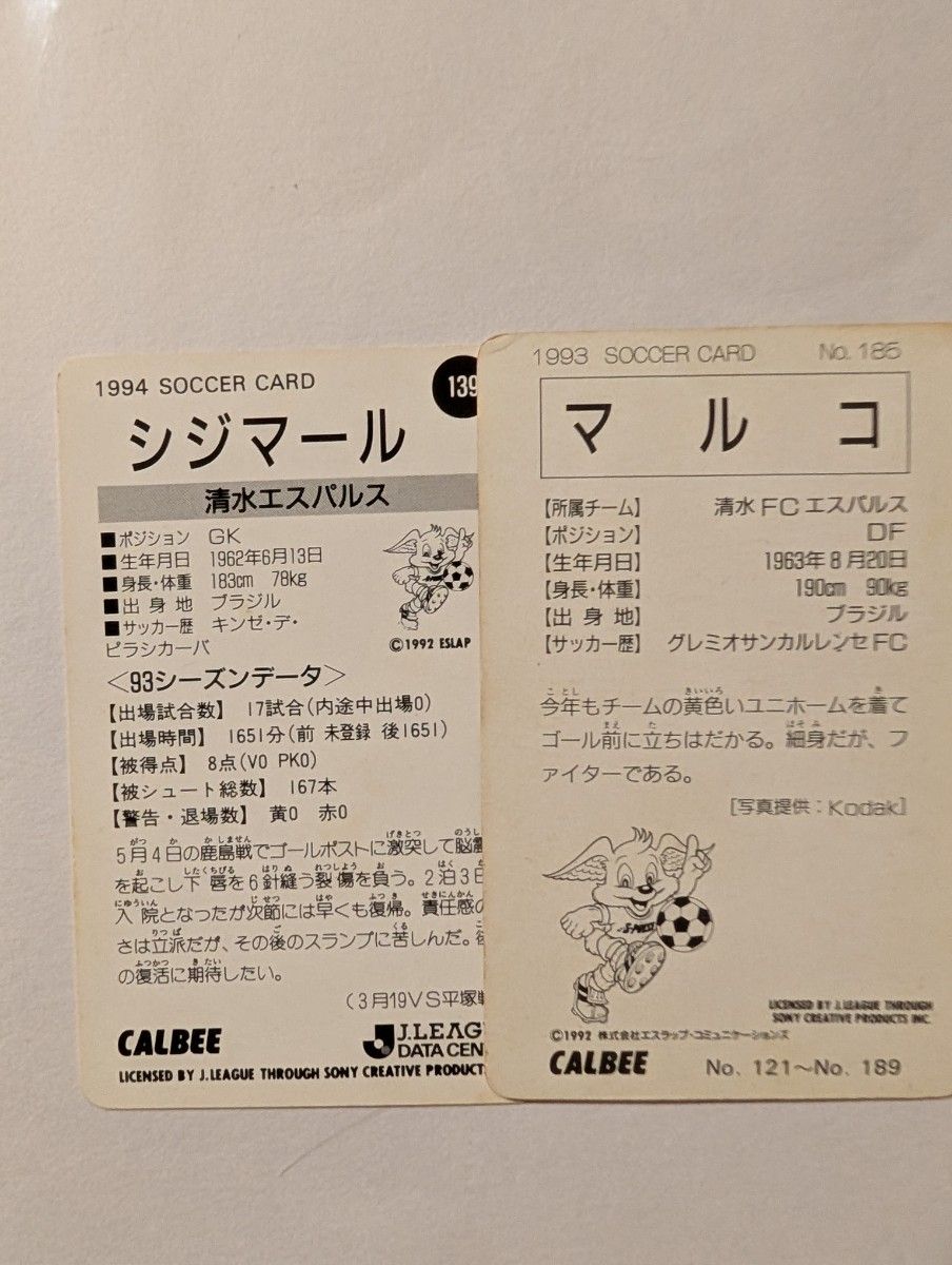 清水エスパルストレーディングカードセットカルビJリーグチップス