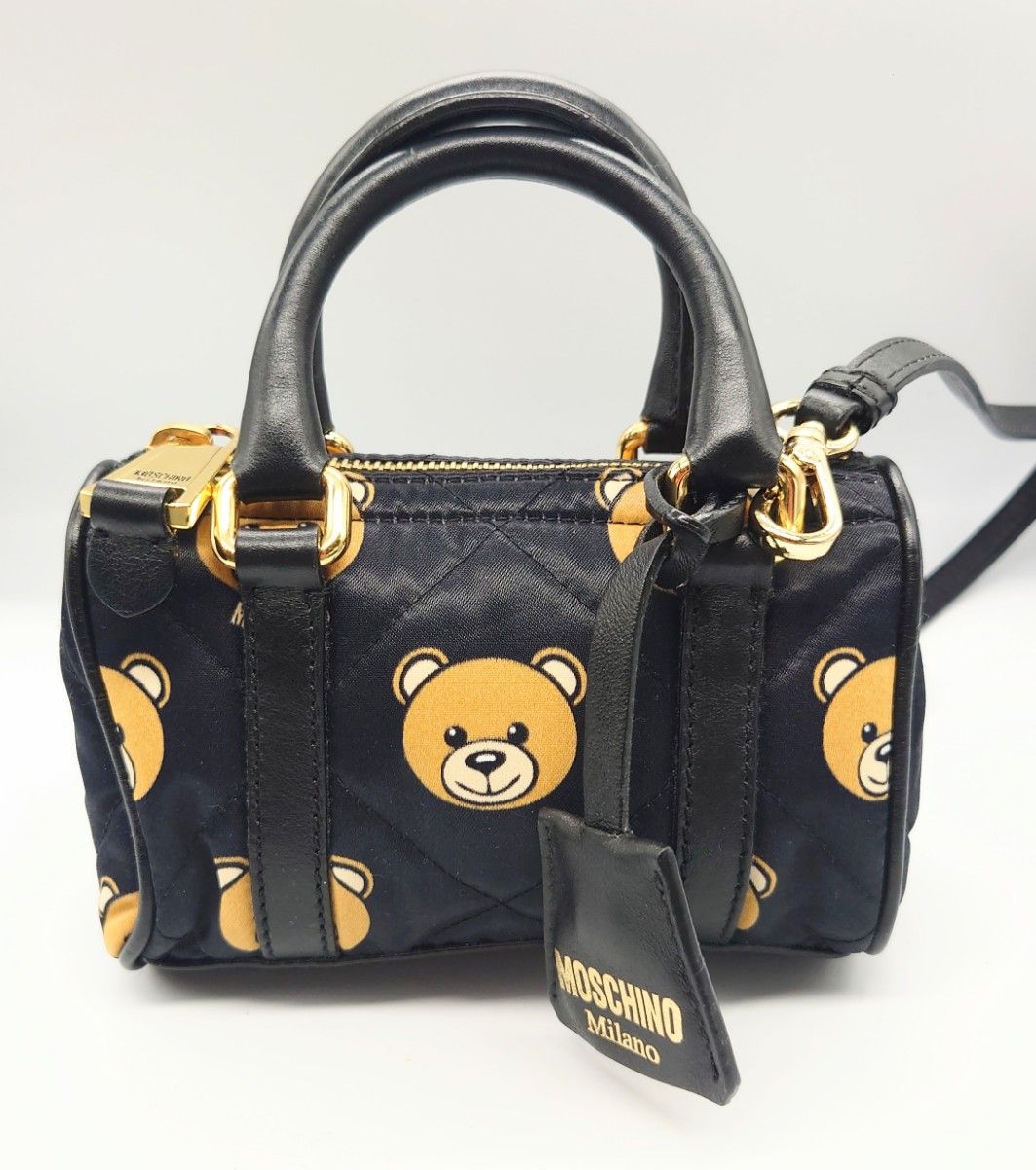 美品 MOSCHINO MILANO モスキーノ ベア ミニボストンバッグ ポーチ