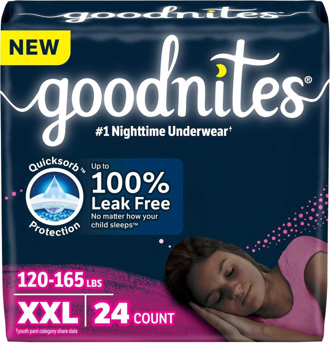 海外の紙おむつ】Goodnites XXL(54-75kg) 女の子用 4枚【新サイズ