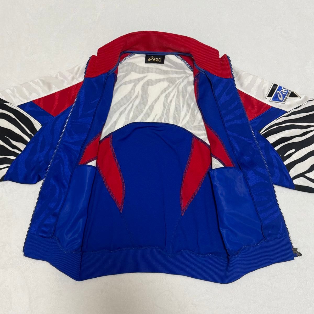 アシックス】old asics ゼブラ柄ジャージ 上下セットアップ 90s M 希少
