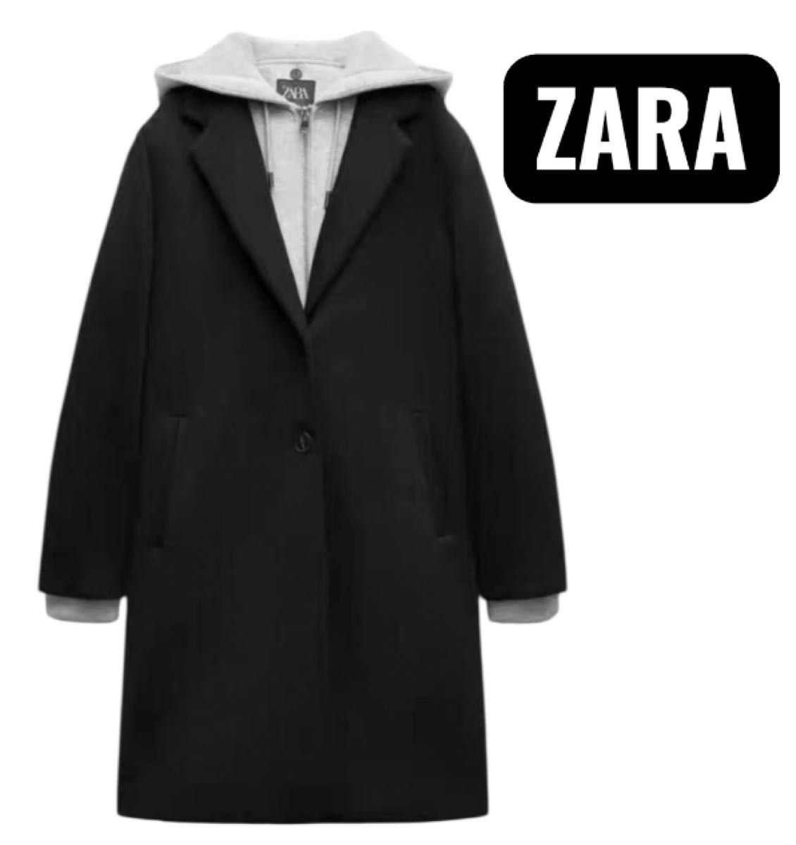 美品】ZARA デタッチャブルフード コントラストコート S｜Yahoo!フリマ