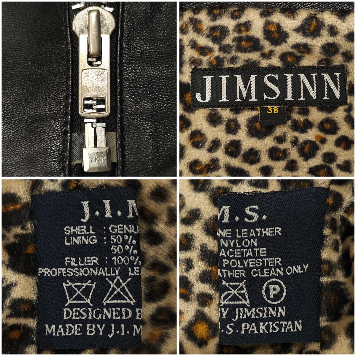 ジムズインJIMSINNレザーダブルライダースジャケット38パンクロック本