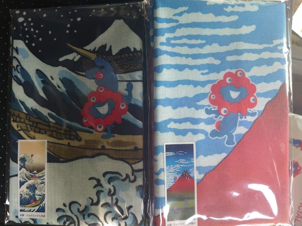 新品】大阪万博限定 ミャクミャク 葛飾北斎 手ぬぐい 2種セット 浮世絵