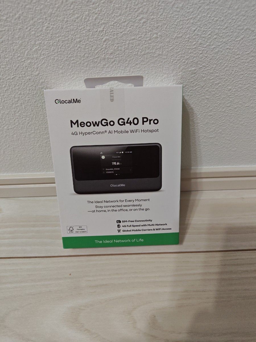 GlocalMe MeowGo G40 Pro 4G対応 ポケットWiFi モバイルルーター SIM