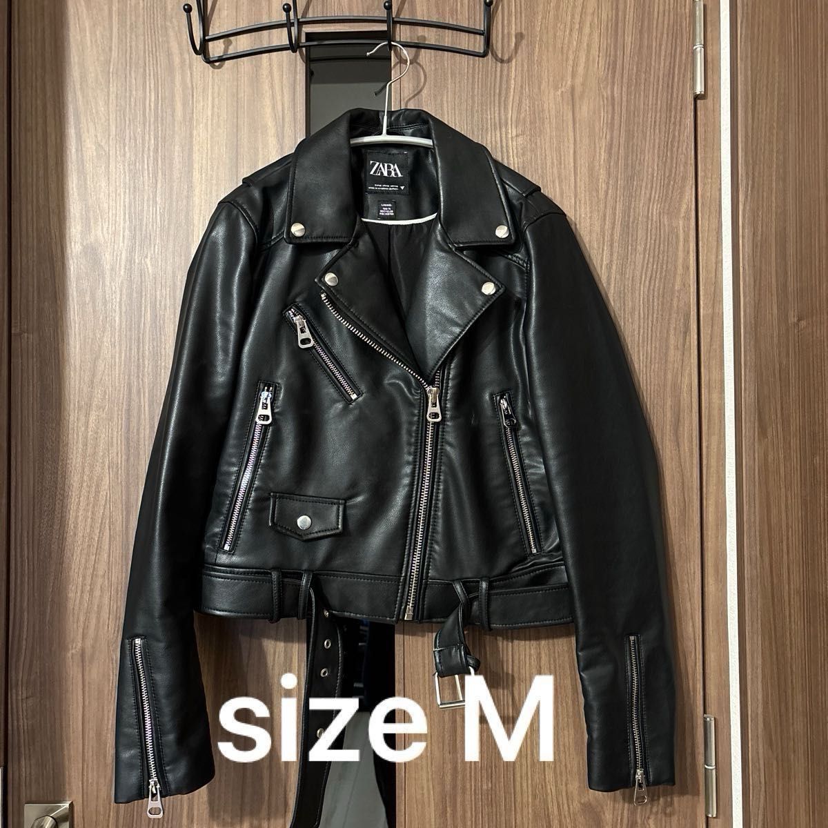 ZARA ザラ フェイクレザー ライダースジャケット ブラック M｜Yahoo
