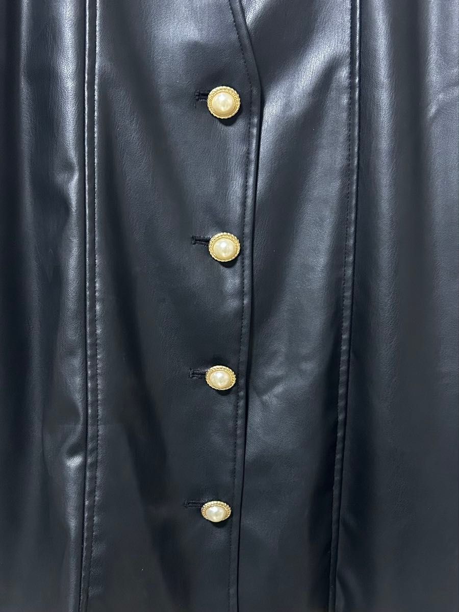 ZARA ブラック フェイクレザージャンパースカート ベスト ポケット付き