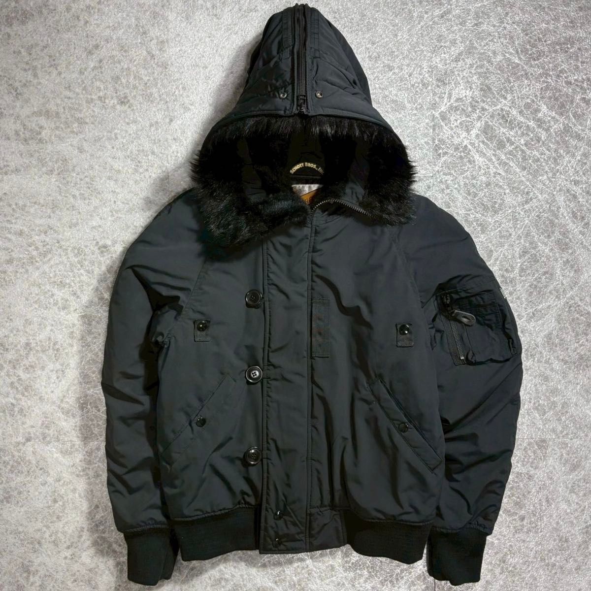 Schott × DELUXE 別注 N-2B フライトジャケット ブラック M サーモ