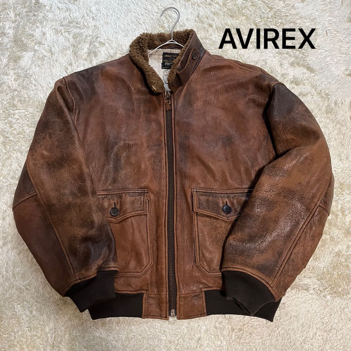 AVIREX G-1 フライトジャケット レザー ボア ブラウン ヴィンテージ