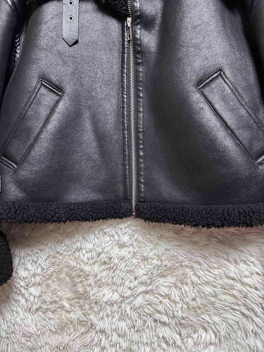 ZARA ザラダブルフェイス ライダース ボアジャケットフェイクレザー