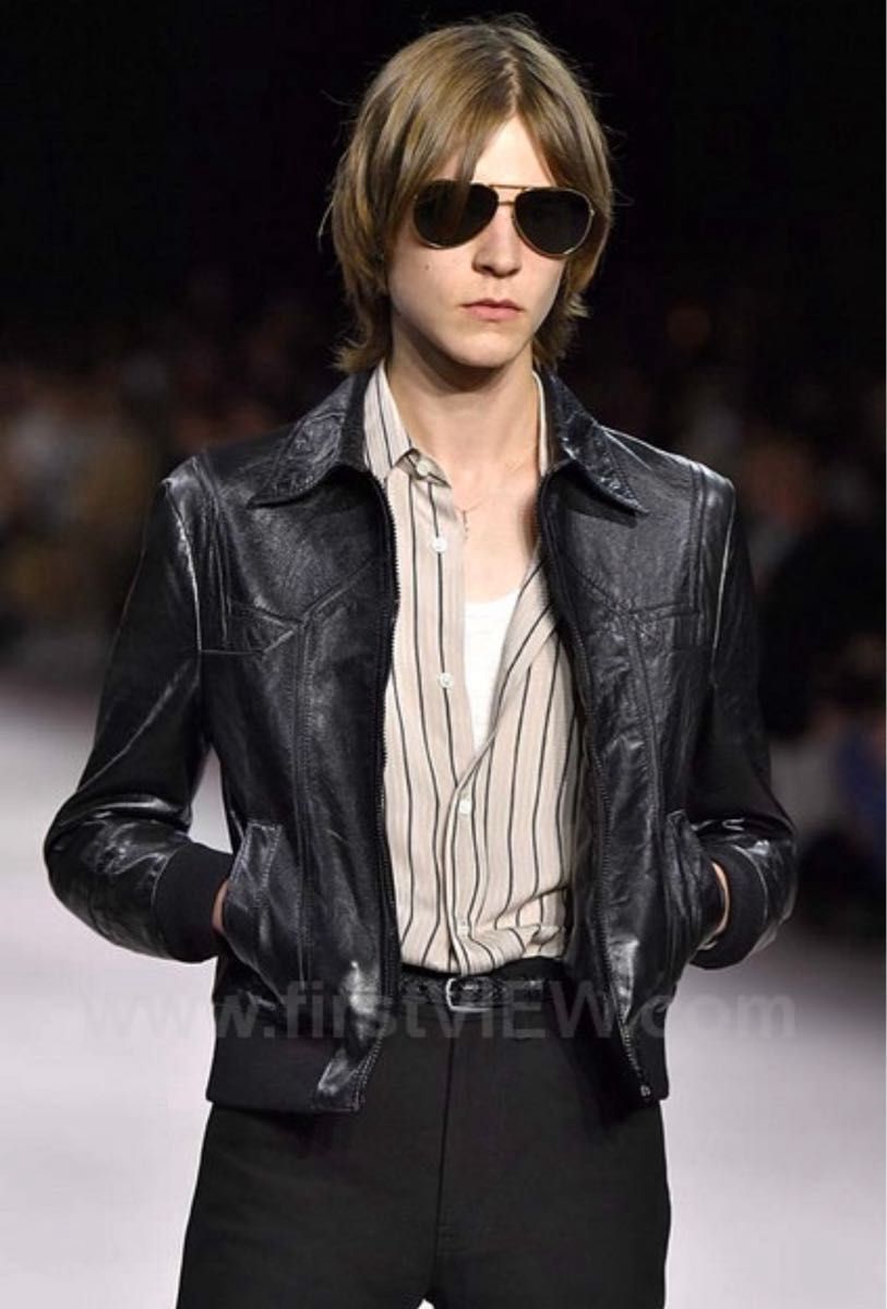 20SS CELINE シングルレザージャケット 46 レザーライダースジャケット