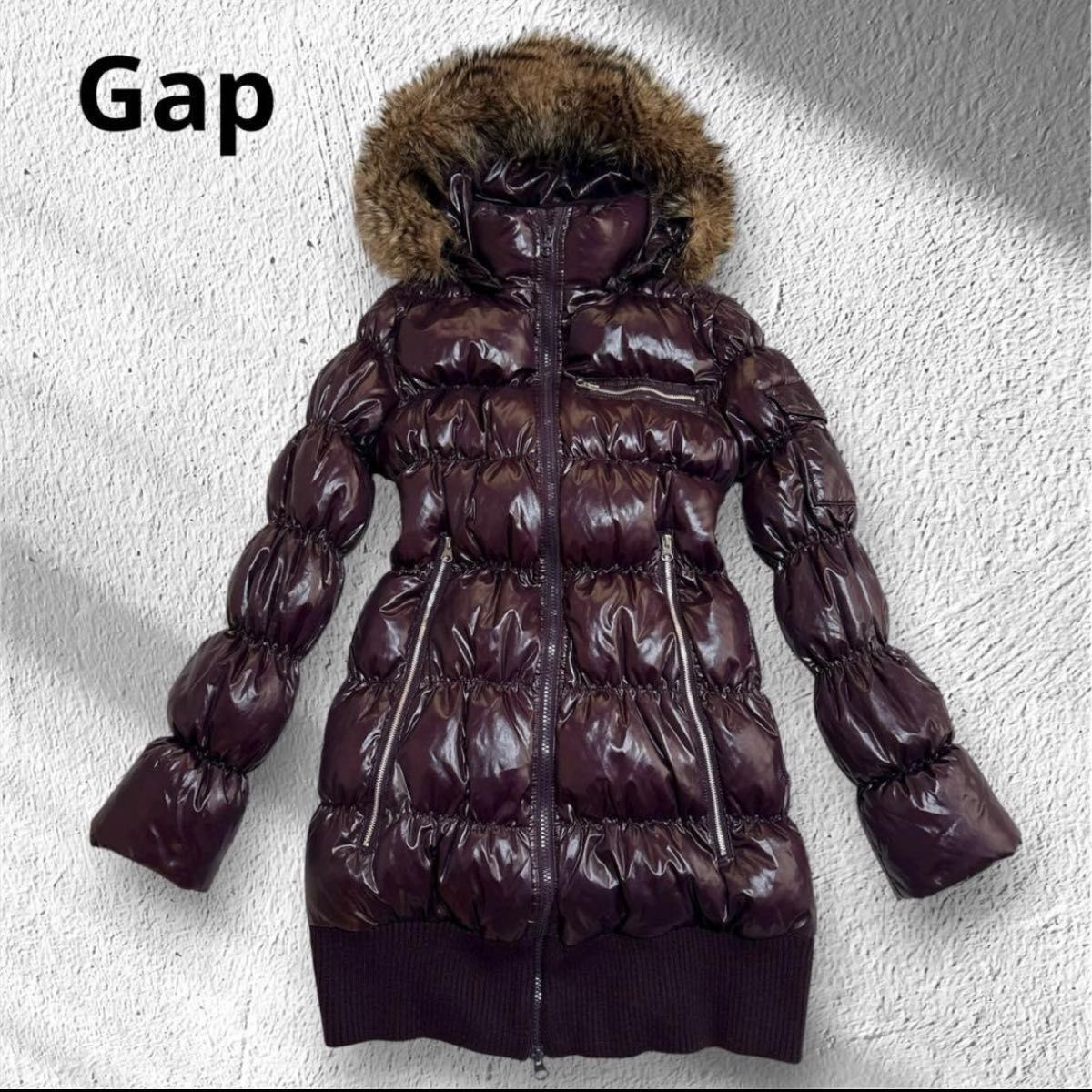 Gap ダウンジャケット フェイクファー 光沢 y2k 00s 男女兼用 洗える