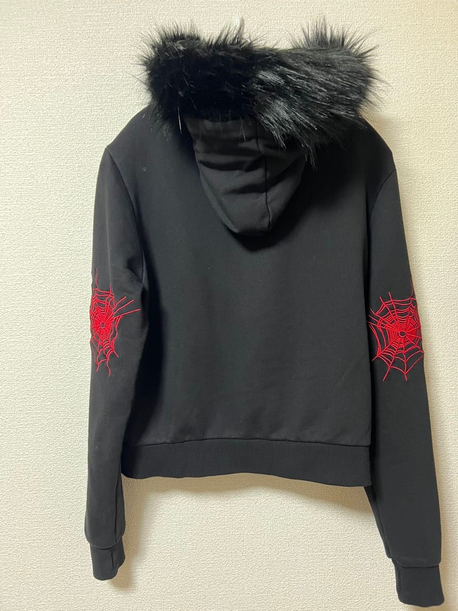 noremid FUR ZIP HOODIE - BLACK Sサイズ ファー付きジップパーカー