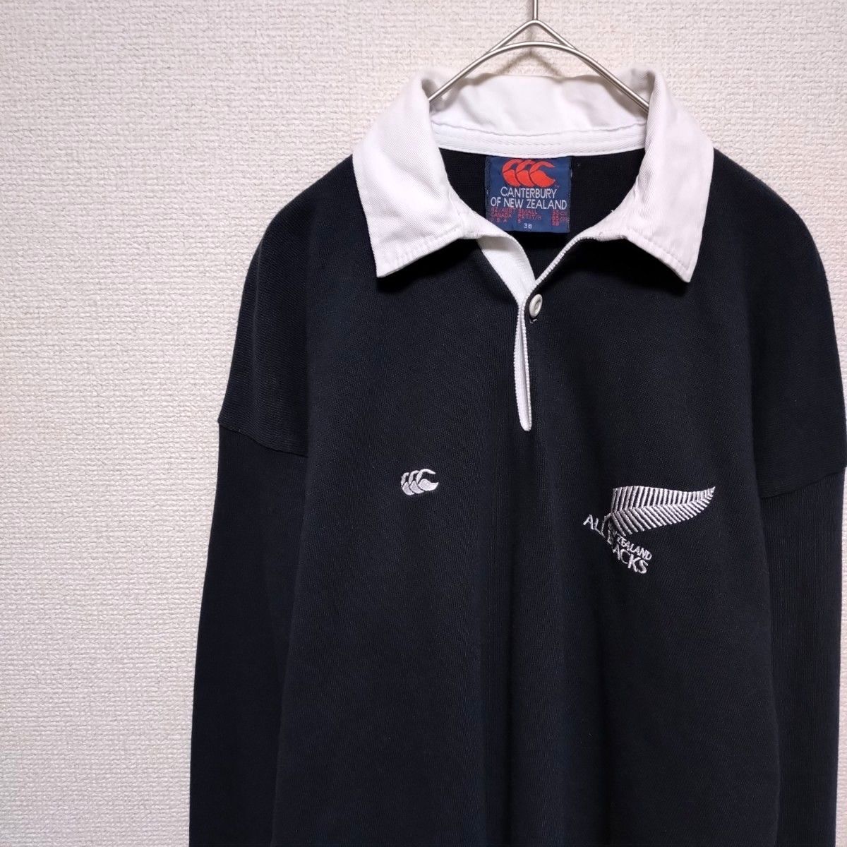 100周年】CANTERBURY 刺繍ロゴ ALL BLACKS ラガーシャツ CANTERBURY
