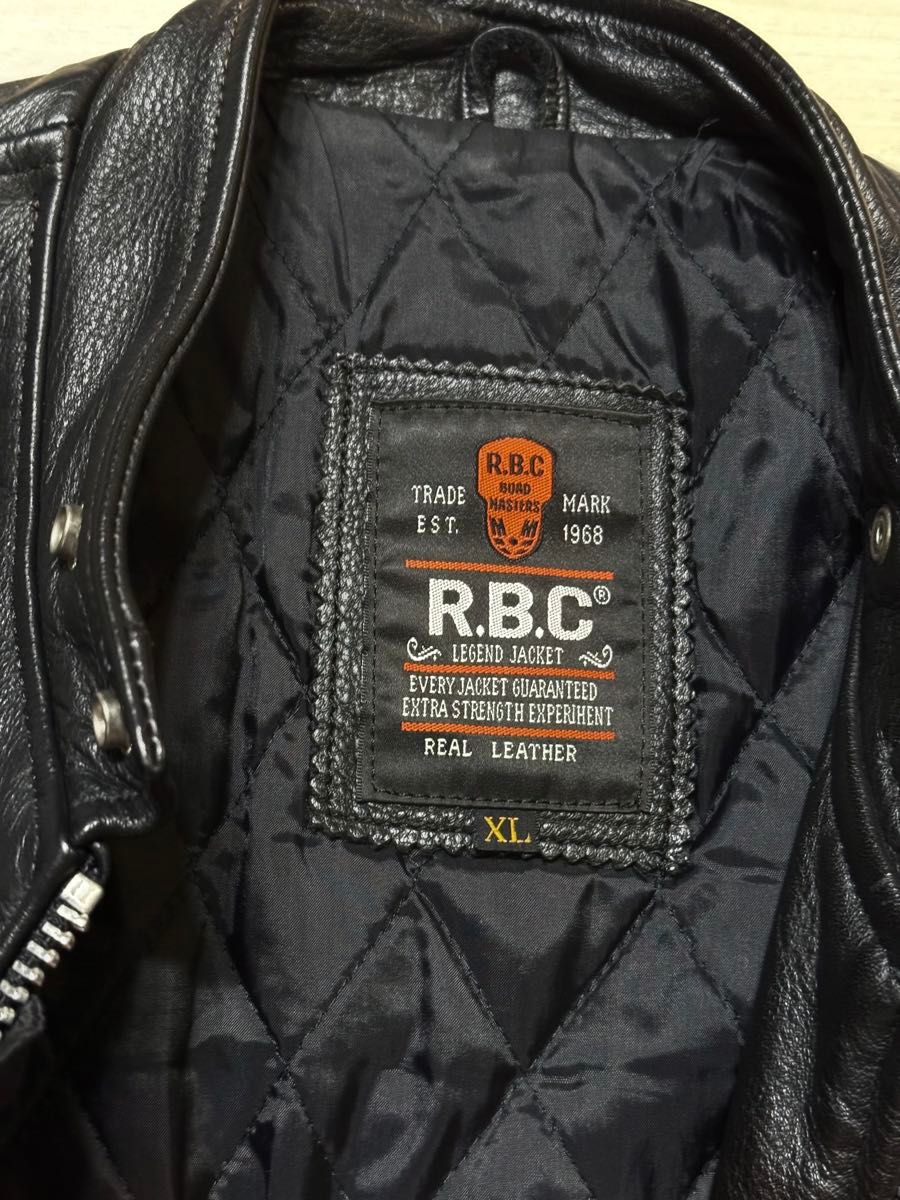 R B C シングルライダースジャケット レザージャケット ブラック XL