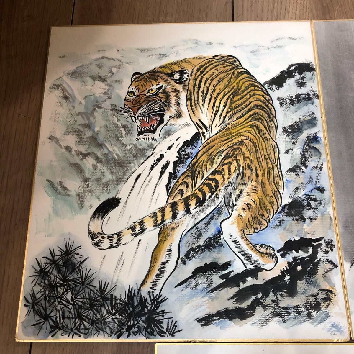 虎 龍 色紙 3枚セット 肉筆 和風 水墨画 落款あり 昭和レトロ｜Yahoo