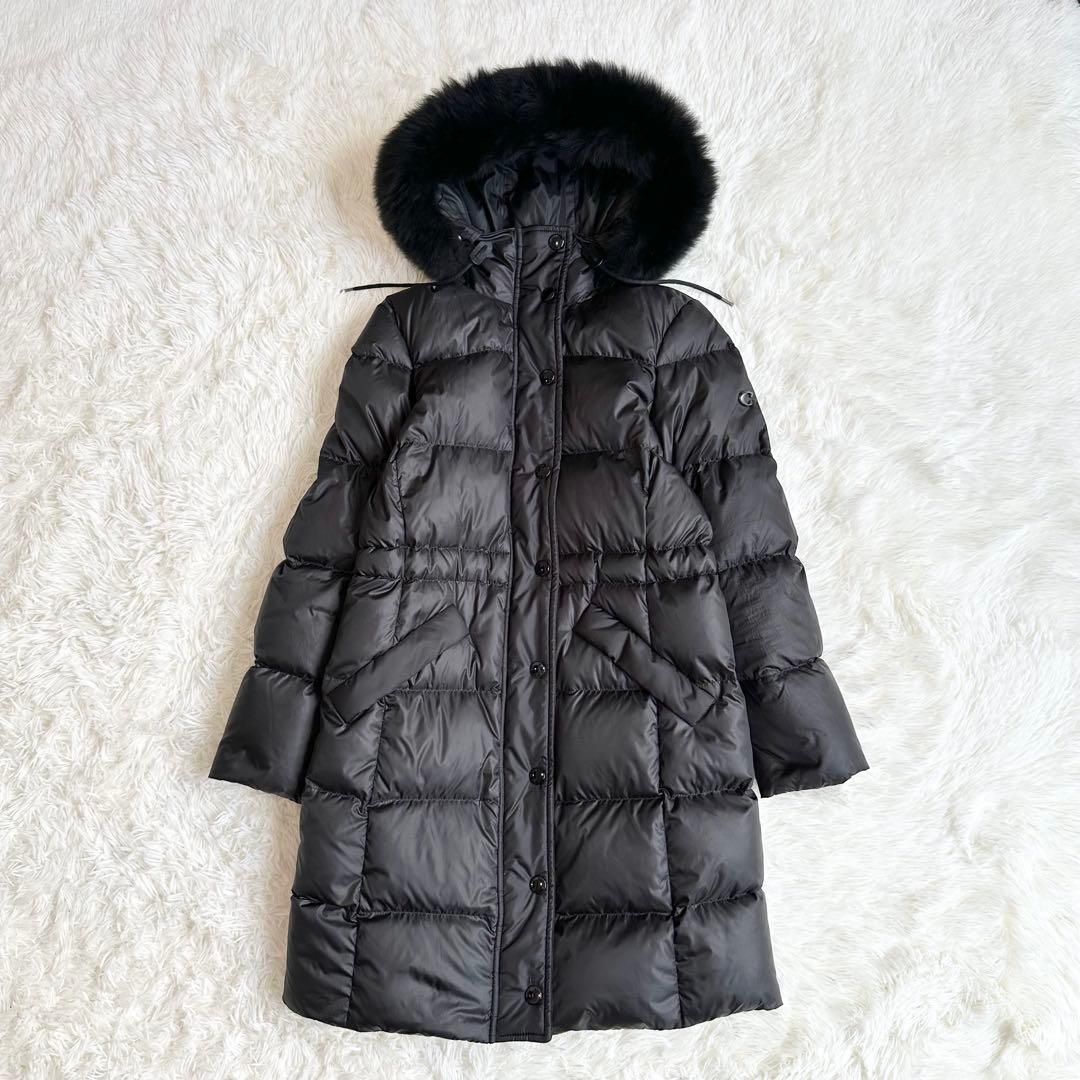 COACH コーチ ダウンコート ブラック ファー付き レディース ロゴ