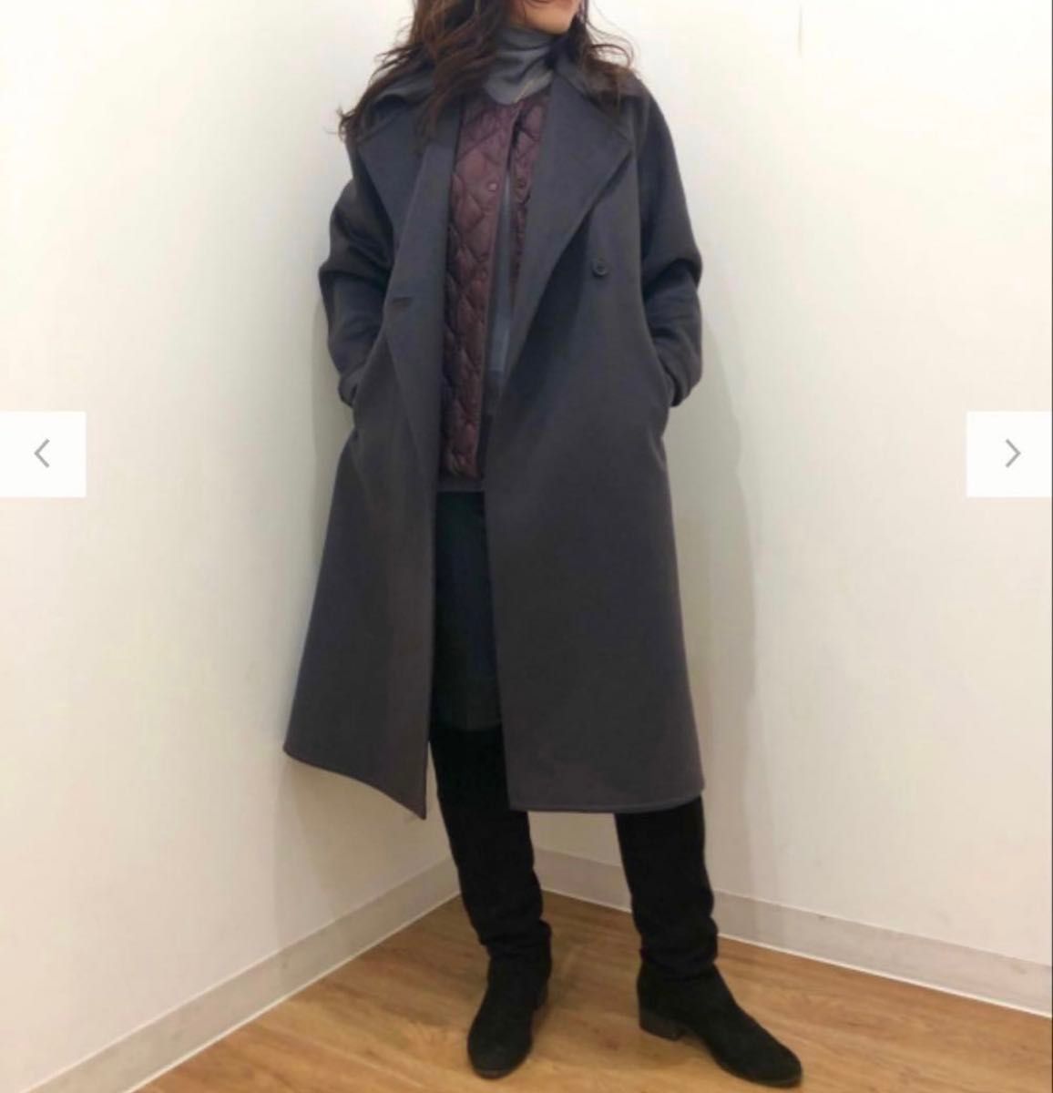 未使用】UNIQLO ユニクロ ダブルフェイスロングコート グレー